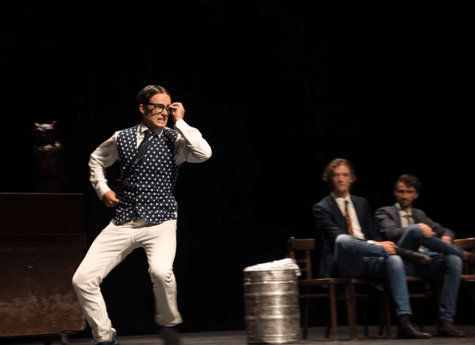 Performing as Eugene in the musical Grease